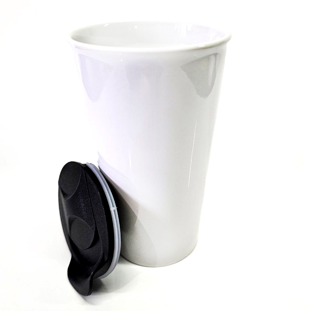 Порцеляновий стакан з пластиковою кришкою 450 мл