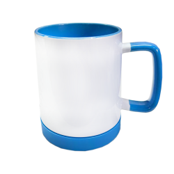 Кружка для сублимации с силиконовым ободком цветная внутри 300 мл голубая