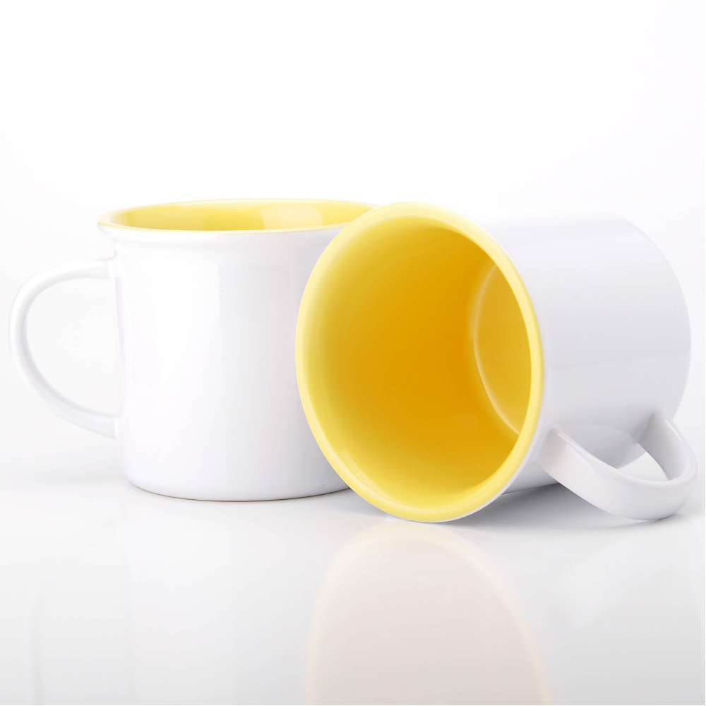 Чашка сублімаційна керамічна “емальована“, 330 мл з жовтою серединкою