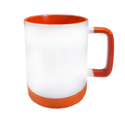 Кружка для сублимации с силиконовым ободком цветная внутри 300 мл Оранжевая