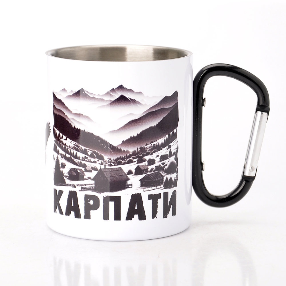 Чашка металлическая с карабином Карпаты №3 счастья не за горами