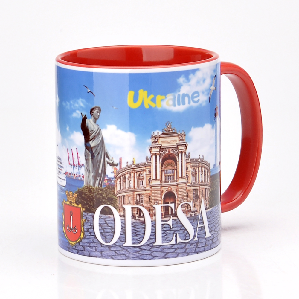 Керамическая чашка Одесса 330 мл №2 красная внутри