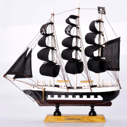 Дерев'яний корабель Парусник 24 см №06-3 чорні вітрила