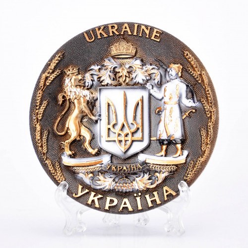 Тарелка УКРАИНА герб 12 см Коричневая