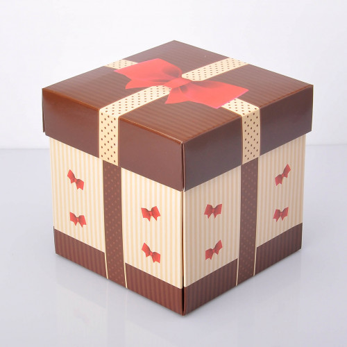 Подарункова коробка "коричнево-бежева"