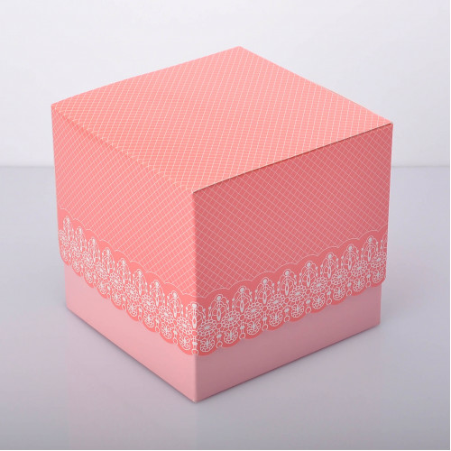 Упаковка для чашек 330 мл из ламинированного картона (розовая).