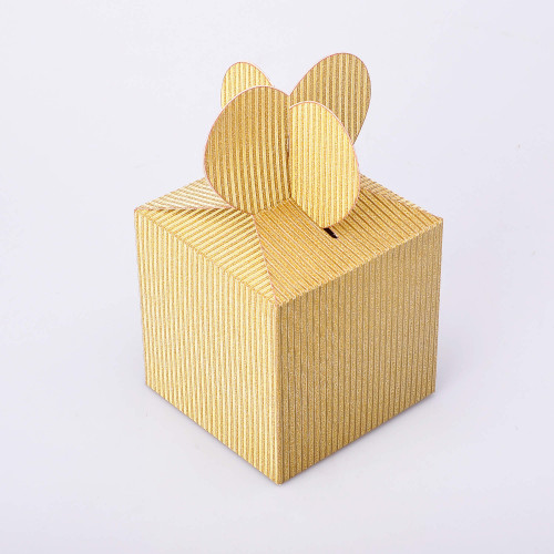 Подарункова коробка "гліттер золото смужка"
