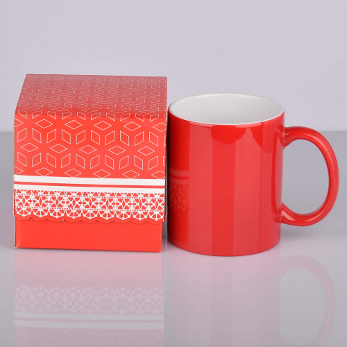 Упаковка для чашек 330 мл из ламинированного картона (красная)