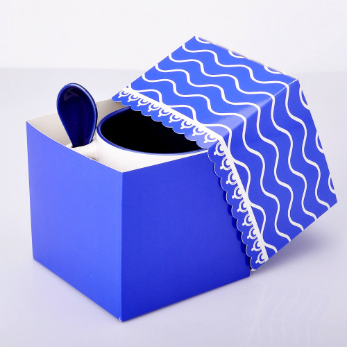 Упаковка для чашек 330 мл из ламинированного картона (синяя)